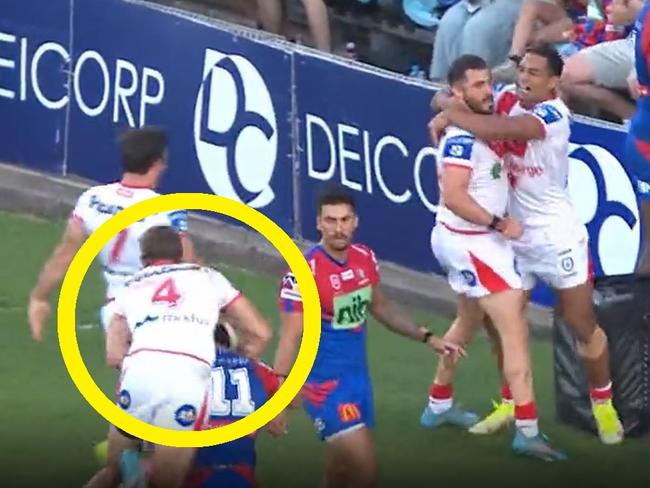 Zac Lomax jumped on the back of Tyson Frizell.