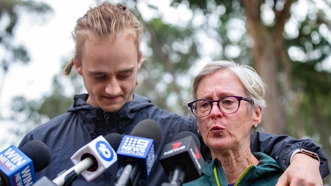 Nathan Salvado, 21 and his aunty, sister to Jacinta, Maria Bohan, speak to media. Picture: Sarah Matray