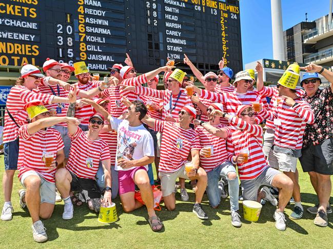 DECEMBER 7, 2024: WhereÃs Wally? Bucks party during the second day of the second test at Adelaide Oval. Picture: Brenton Edwards