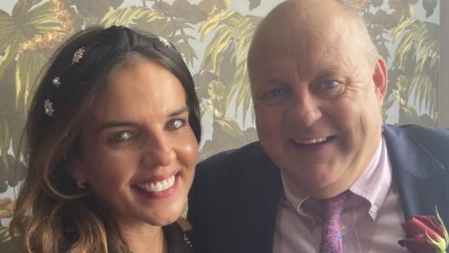 Billy Brownless and his partner, Justine, in the Birdcage on Stakes Day.