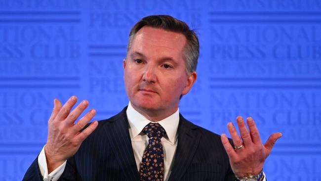 ALP Treasury spokesman Chris Bowen under pressure at the National Press Club yesterday. Picture: AAP