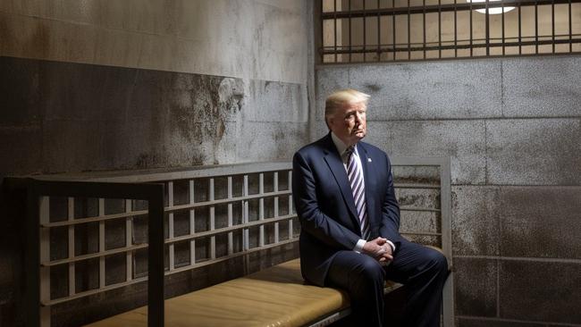 AI-generated deepfake image of Donald Trump sitting in prison.