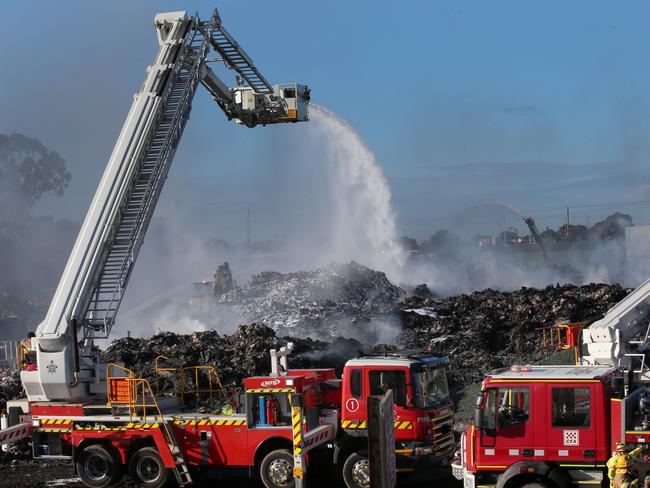 Firefighters battling the blaze on July 15. Picture: David Crosling