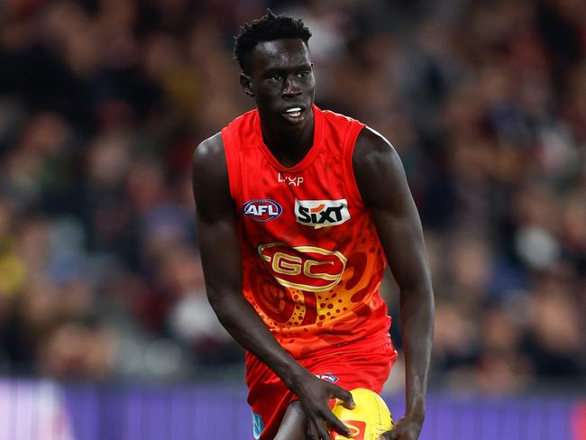 MELBOURNE, AUSTRALIA - JUNE 08: Mac Andrew of the Suns in action during the 2024 AFL Round 13 match between the St Kilda Saints and the Gold Coast SUNS at Marvel Stadium on June 08, 2024 in Melbourne, Australia. (Photo by Michael Willson/AFL Photos via Getty Images)