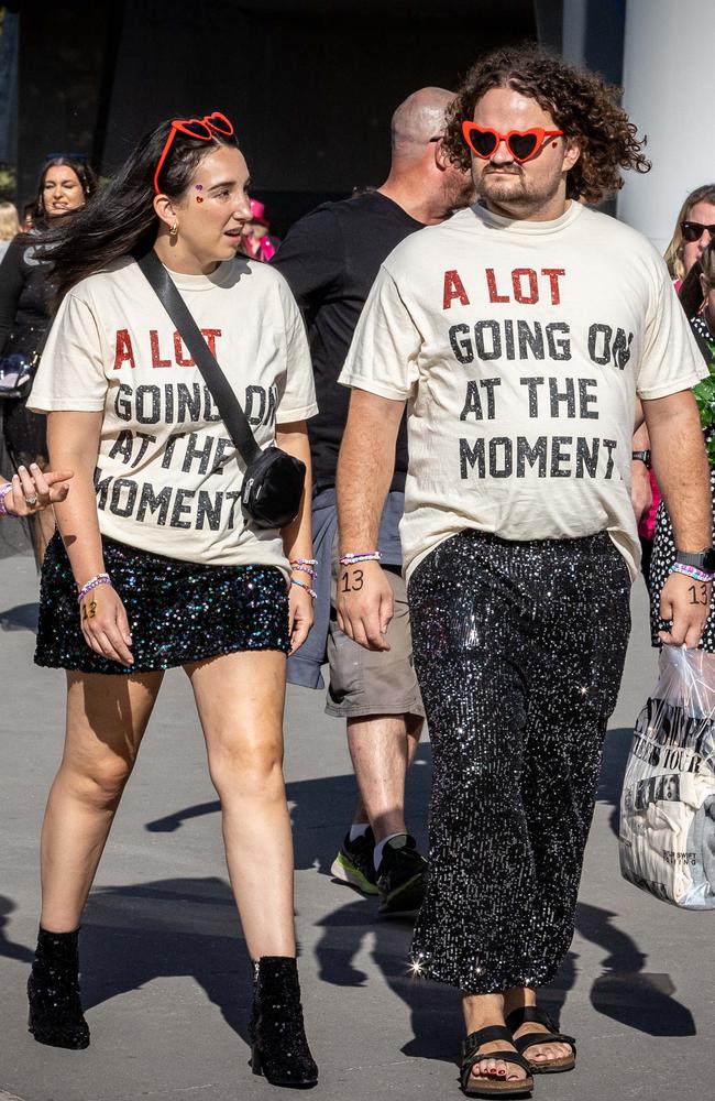 Many fans have worn this tee from the 22 music video. Picture: Jake Nowakowski.