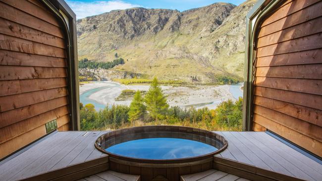 Onsen Hot Pools overlooking Shotover River.