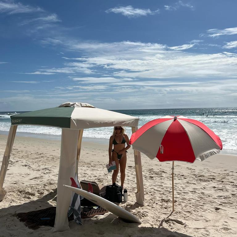 Aussies are huge fans of the Sunday Supply Co cabanas which are made from sustainable materials. Picture: Instagram/StephanieOLeary