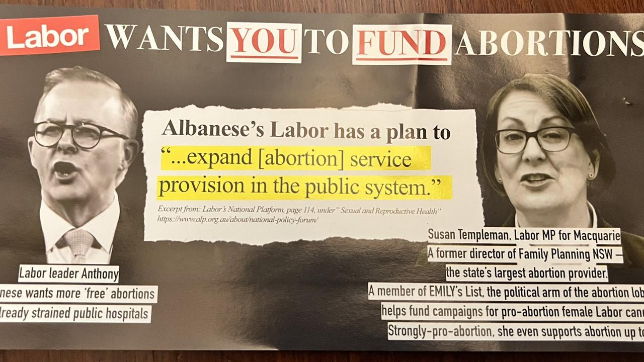 Last election Labor said it would move to make taxpayer-funded abortions available in public hospitals, however the party has not announced a similar stance so far this election. Image: Twitter, Saffron Howden