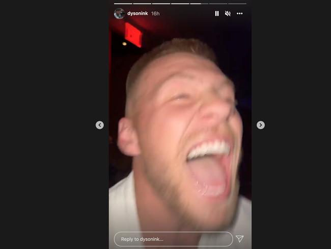 Collingwood star Jordan De Goey partying in New York. Picture: Instagram / Luke Dyson