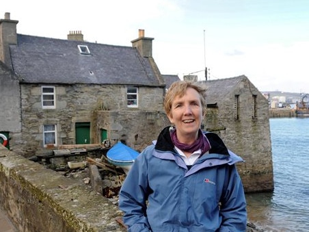 Ann Cleeves at the Lodberrie in Lerwick, the location of Jimmy Perez’s house in the book and television series Shetland