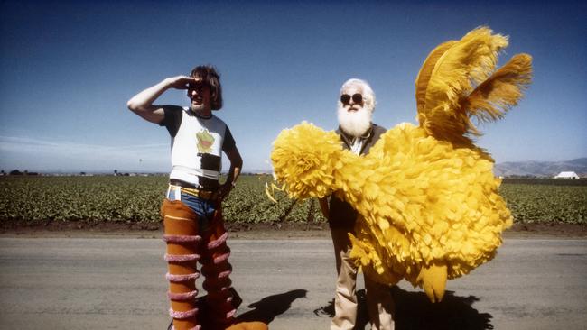 Caroll Spinney in Big Bird costume from the documentary.