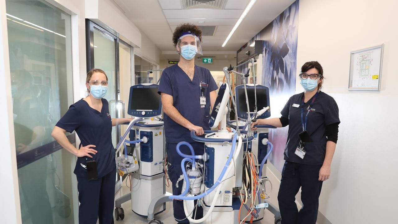 Ventilators at the Royal Melbourne Hospital, ready the next outbreak of COVID-19. Picture: Alex Coppel