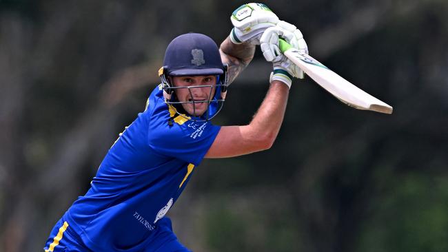 Taylors LakesÃ Steffan Roberts during the VSDCA Altona v Taylors Lakes cricket match in Altona, Saturday, Jan. 6, 2024. Picture: Andy Brownbil