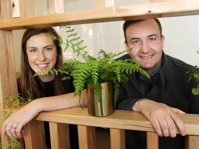 Tom Tusker founder of Unify Design (Right) and the businesses first employee Rosie Shield at the Launceston Enterprize innovation centre, the firm aims to change the way that architects, builders and their clients interact, using technology.