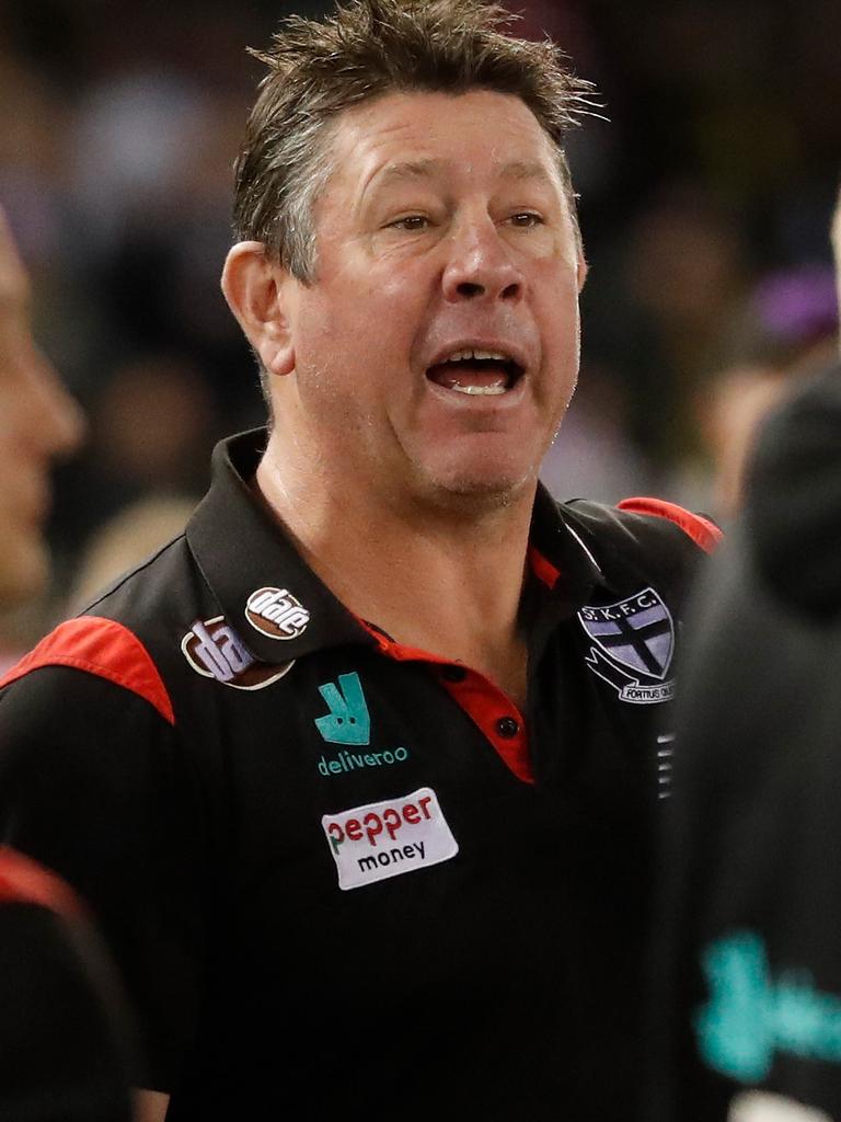 Brett Ratten urges his players to lift. Picture: AFL Photos