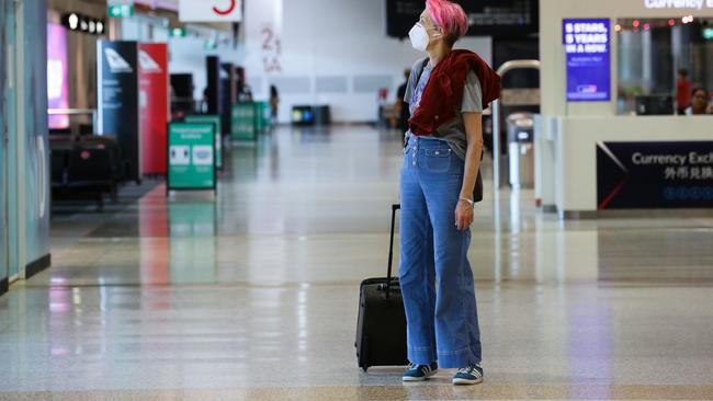 Sydney’s Qantas domestic departure terminal remains a ghost town. Picture: NCA NewsWire / Gaye Gerard