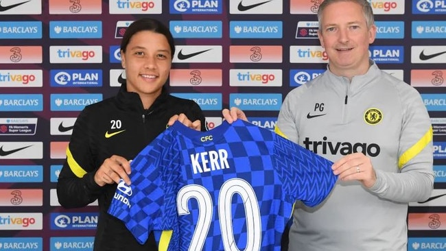 Sam Kerr and Chelsea general manager Paul Green.