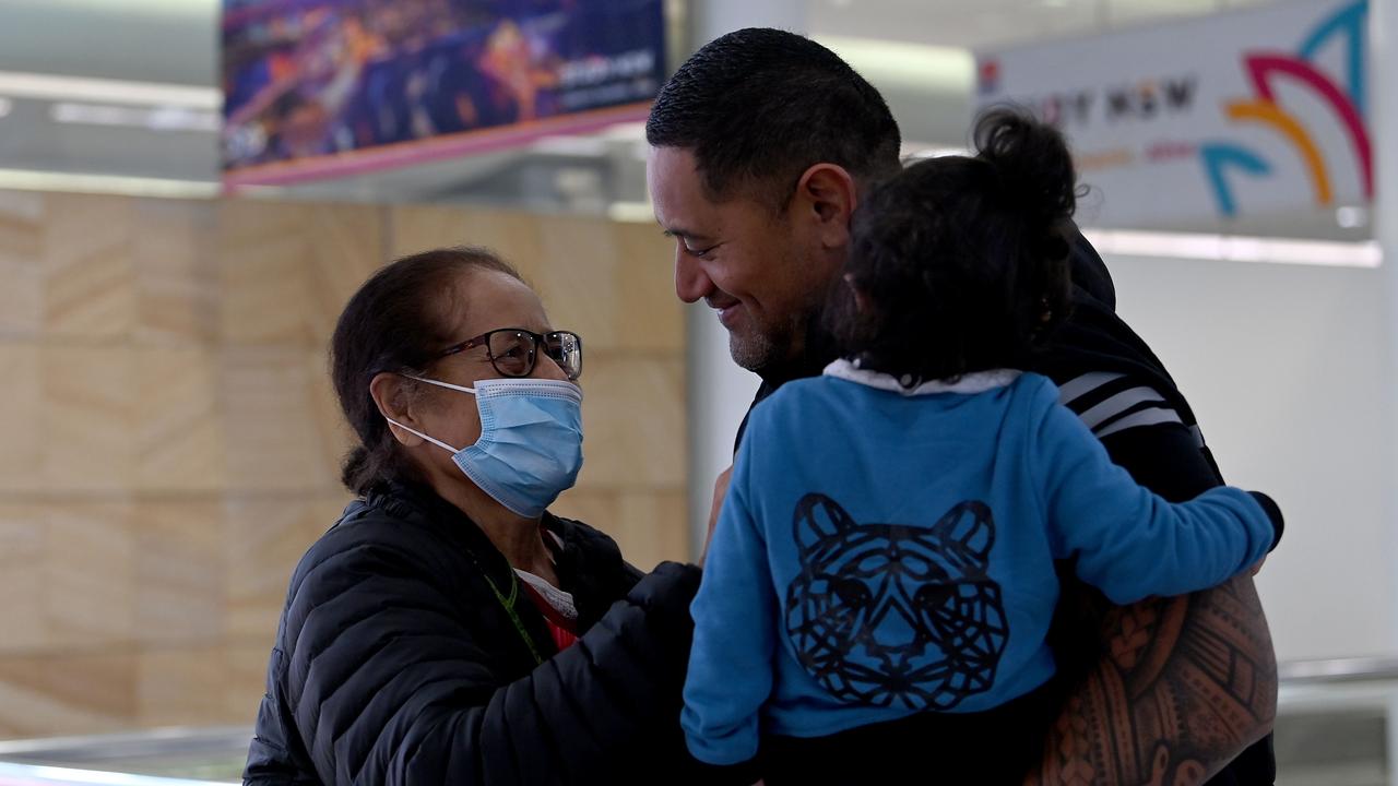 Families reunited following the opening up of the travel bubble with New Zealand Picture: NCA NewsWire/Bianca De Marchi