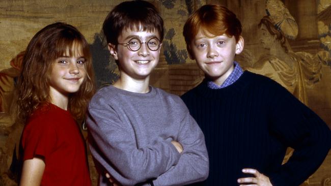 Emma Watson, Daniel Radcliffe and Rupert Grint in the first Harry Potter film, Harry Potter and The Philosopher's Stone.