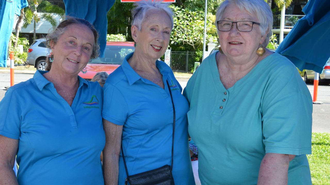 Yorkeys Knob Residents Association members Elizabeth Wisman, Dorothy Sibly and Lou Dykstra were busy at the vibrant Festival of the Knob at Yorkeys Knob on Saturday. Picture: Bronwyn Farr