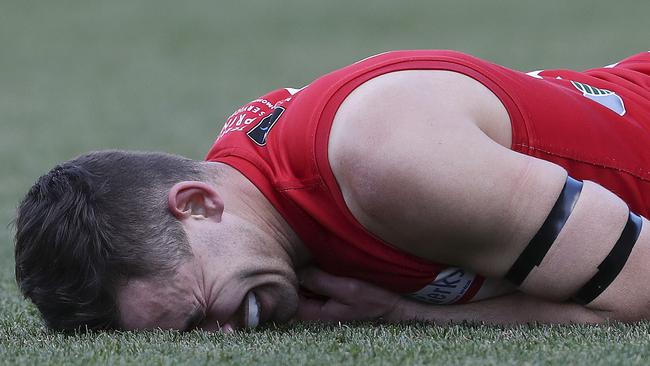 Alex Spina will miss the grand final after hurting his shoulder. Picture: Sarah Reed