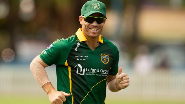 David Warner has been enjoying himself playing club cricket for Randwick-Petersham. Picture: AFP