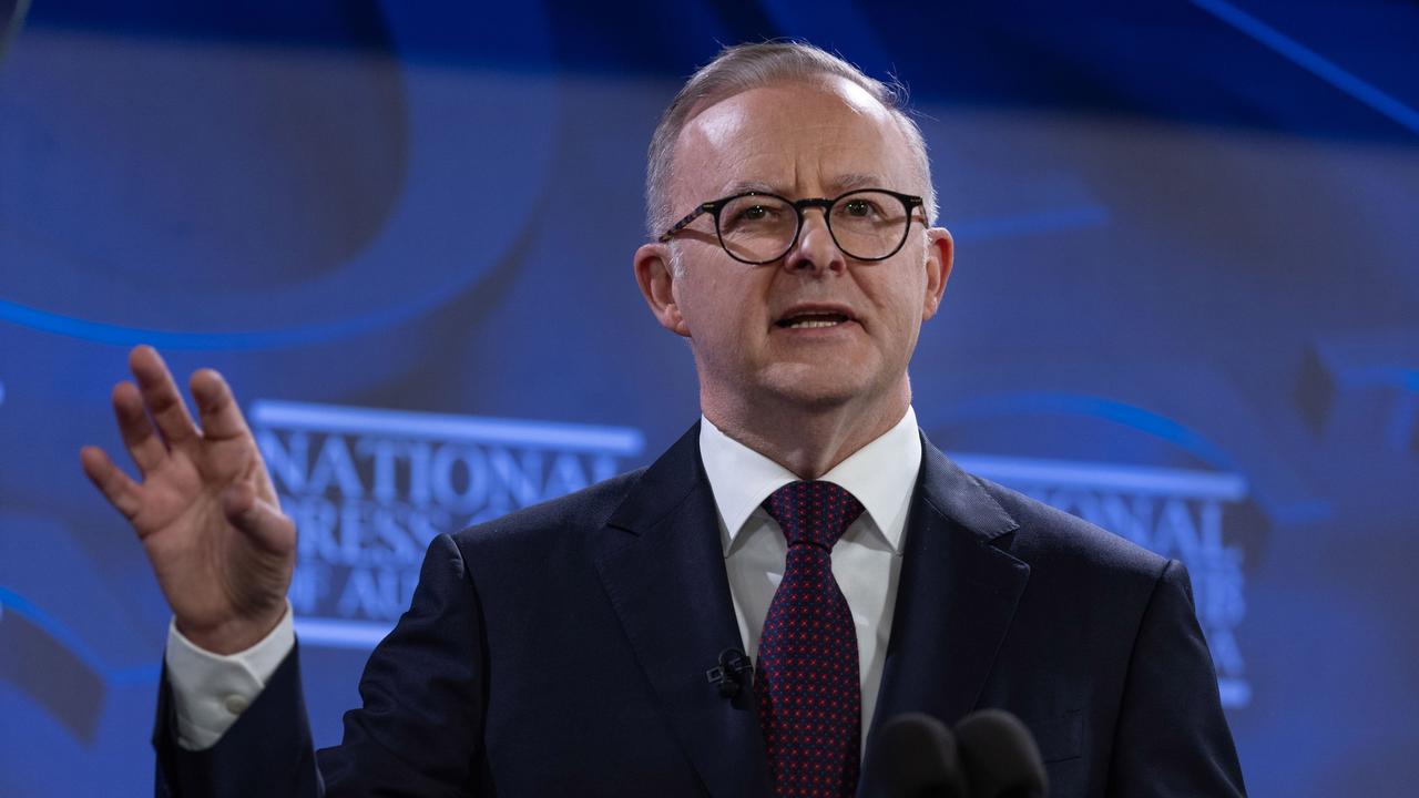 Anthony Albanese has again promised no major changes to super in his first address of the year to the National Press Club. Picture: NCA NewsWire / Gary Ramage