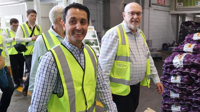 Mr Crisafulli tours the Brisbane Markets. Picture: Liam Kidston