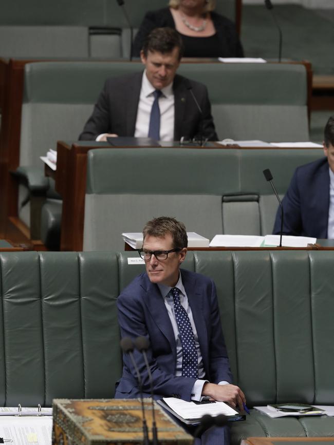 Christian Porter, below, and Alan Tudge during question time yesterday. Picture: Sean Davey.