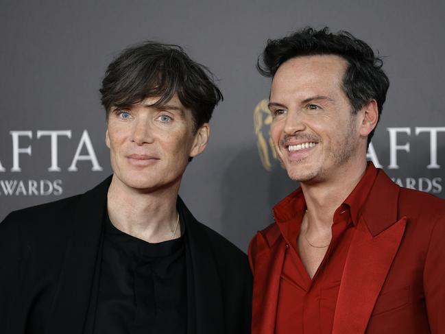 Actors Cillian Murphy and Andrew Scott arrive at the awards. Picture: Getty Images