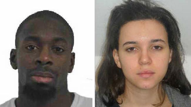 Amedy Coulibaly (left) and accomplice Hayat Boumddiene. Picture: AP Photo/Prefecture de Police de Paris