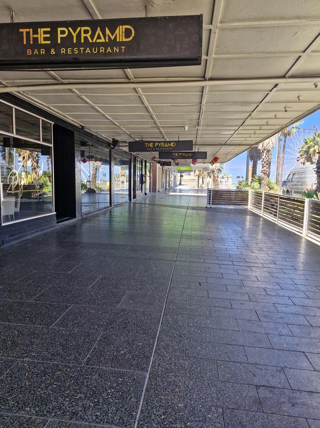 Fitzroy Street in St Kilda was deserted on Monday.