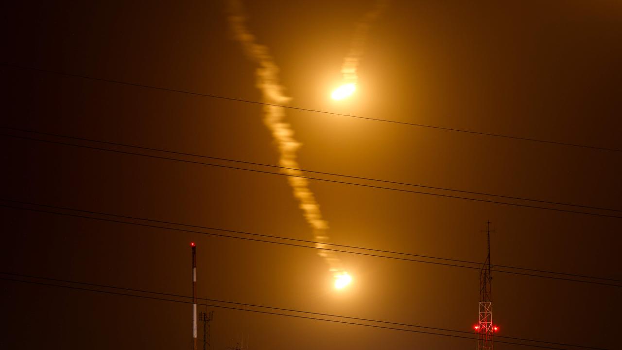 Flares being fired by Israeli forces over the Gaza Strip. Picture: AFP