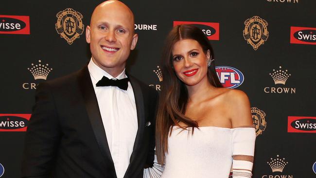 Gary Ablett and wife Jordan at last’s year Brownlow Medal. Picture: Michael Klein