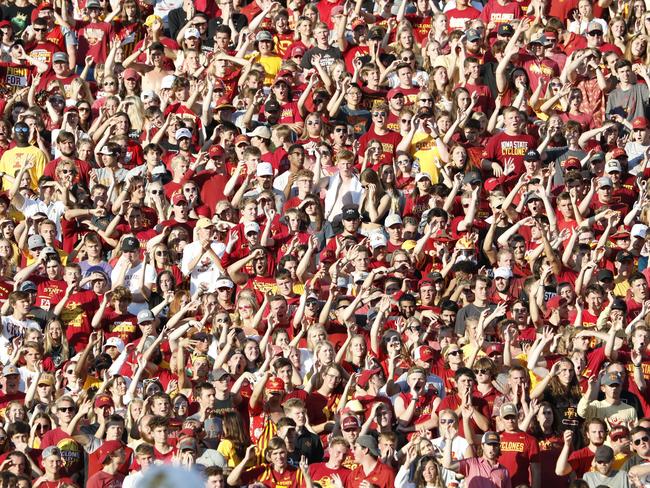 Iowa State Cyclones fans cheer on their team as they take on the Northern Iowa Panthers on Saturday. Picture: Getty Images/AFP