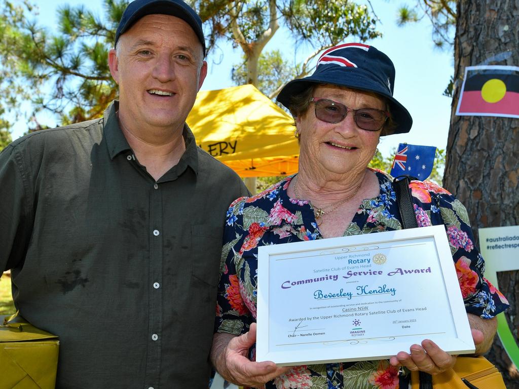 Australia Day celebrations: Mark Earl with community services award recipient Beverly Hendley of Casino.