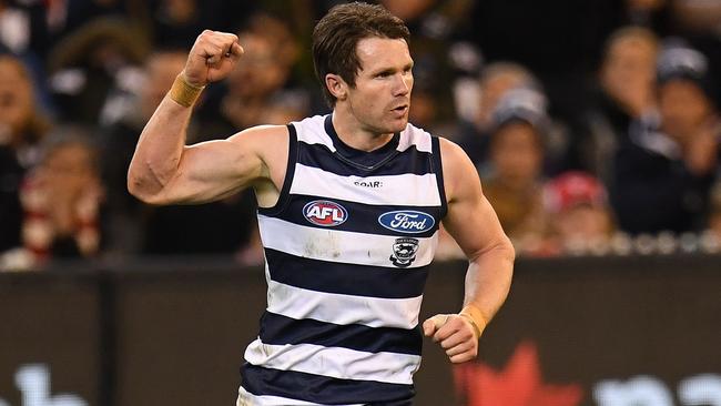 Patrick Dangerfield kicked four goals in Geelong’s win over Sydney.