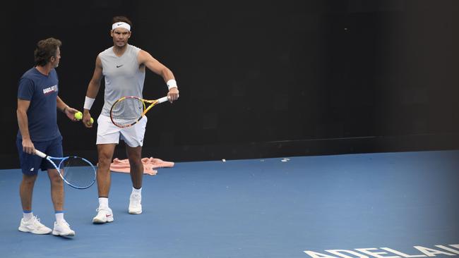 Rafael Nadal training at Memorial Drive on Tuesday