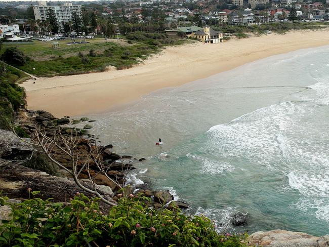 Freshwater beach where a man fell to his death on the weekend. Freshwater View Reserve got a narrow path that leads to this area.