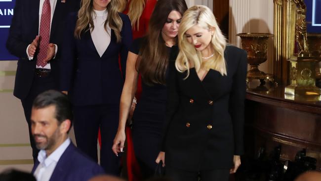 For the occasion, Ivanka Trump, 39, followed her stepmother’s attire and opted for a full black suit. Picture: Chip Somodevilla/Getty Images