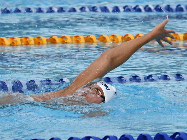 Swimmers gathered for training at the Dolphins emerging swimmers camp in Southport. Anthony Boussounis from VIC. Picture: Tertius Pickard