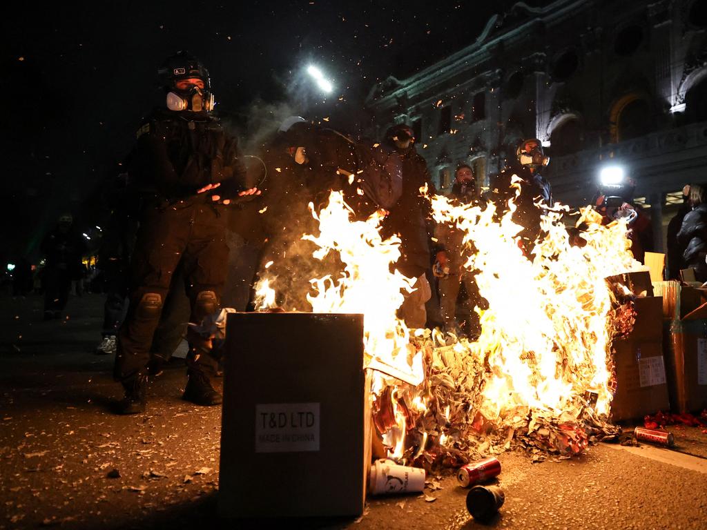 As clashes continued into its fifth day, more protesters gathered in Tbilisi. Picture: Giorgi ARJEVANIDZE / AFP