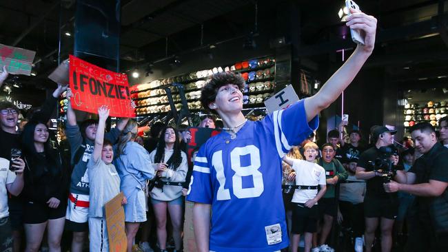 TikTok star Fonzie makes a guest appearance at the Culture Kings store in the Sydney CBD. Picture: Gaye Gerard
