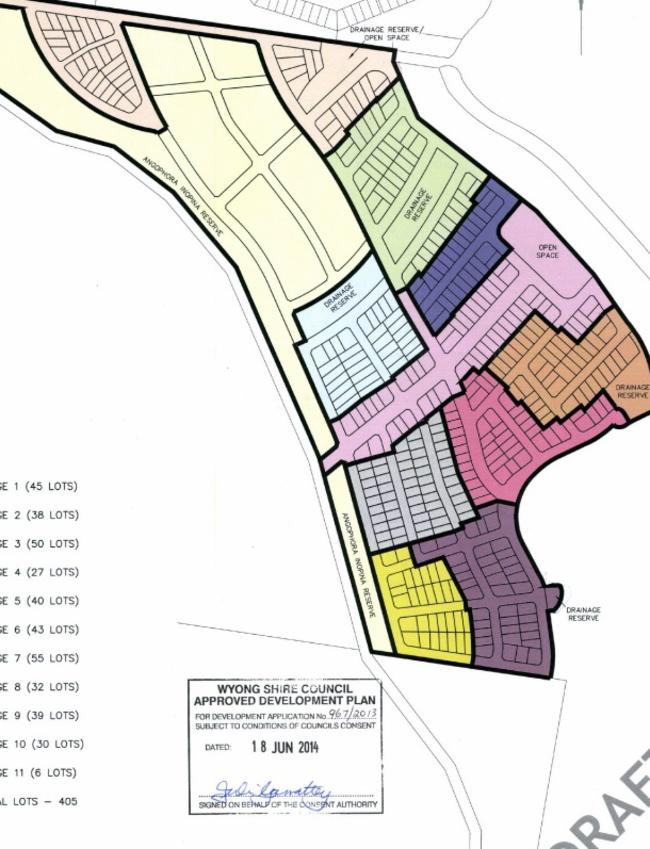 Crangan Bay: Map showing the proposed subdivision stages at 85 Kanangra Drive at Crangan Bay approved in 2014.