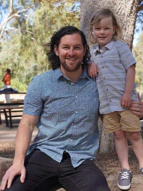 Newly graduated primary school teacher Romney Granger and son Saxon, 4.