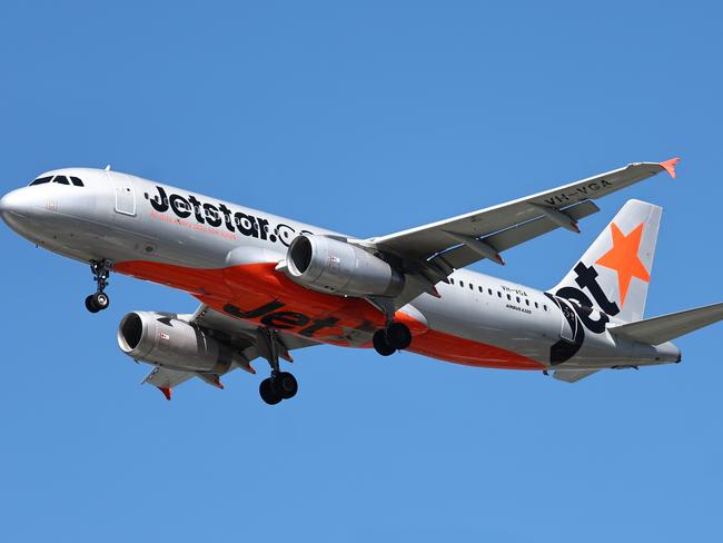 A Jetstar Airbus A320 commercial passenger jet plane comes into land at the Cairns International Airport, increasing tourism numbers in Far North Queensland. Picture: Brendan Radke