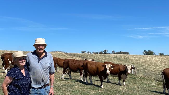 Barry and Joan Elliot (OK) from Talgarno Park at Talgarno will sell one of the oldest commercial Hereford herds in the nation as they look to move over to fattening cattle.