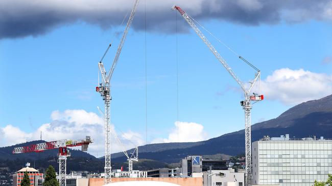 The Hobart skyline currently features many cranes. Picture: NIKKI DAVIS-JONES