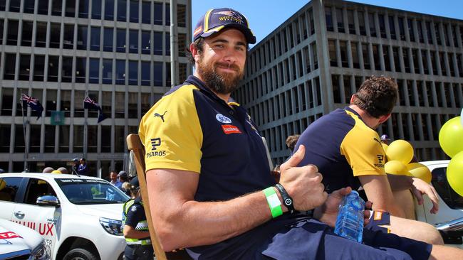 West Coast's Josh Kennedy during the 2015 AFL Grand Final parade in Melbourne.