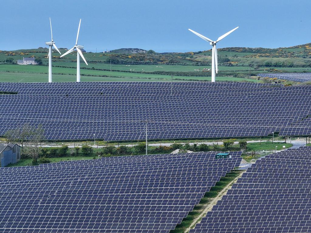 A wind and solar farm. (Photo by Christopher Furlong/Getty Images)